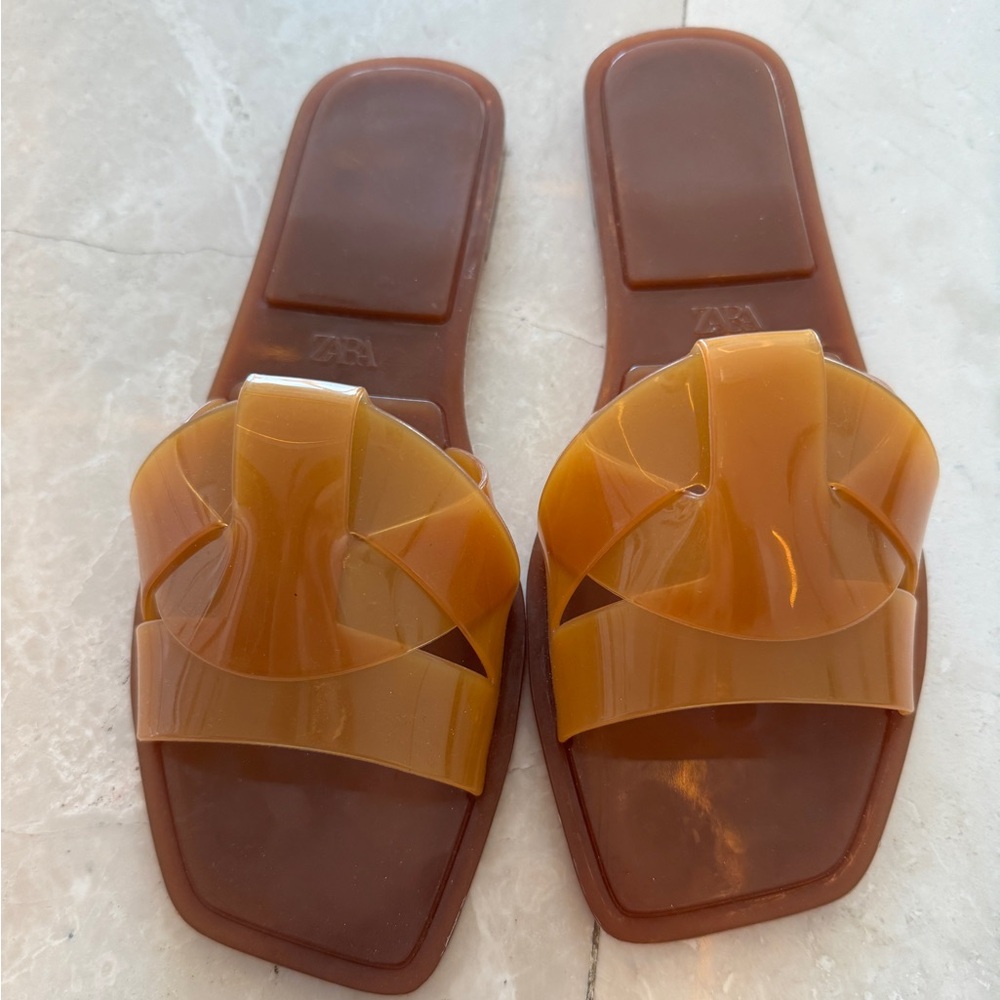 Zara Brown Jelly Flat Sandal